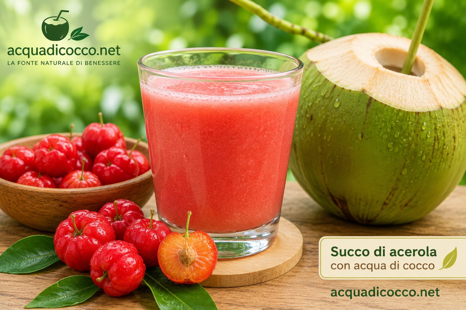 Succo di acerola con acqua di cocco